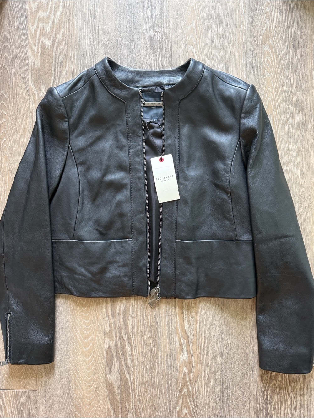 Ted Baker Black Cropped Leather Jacket